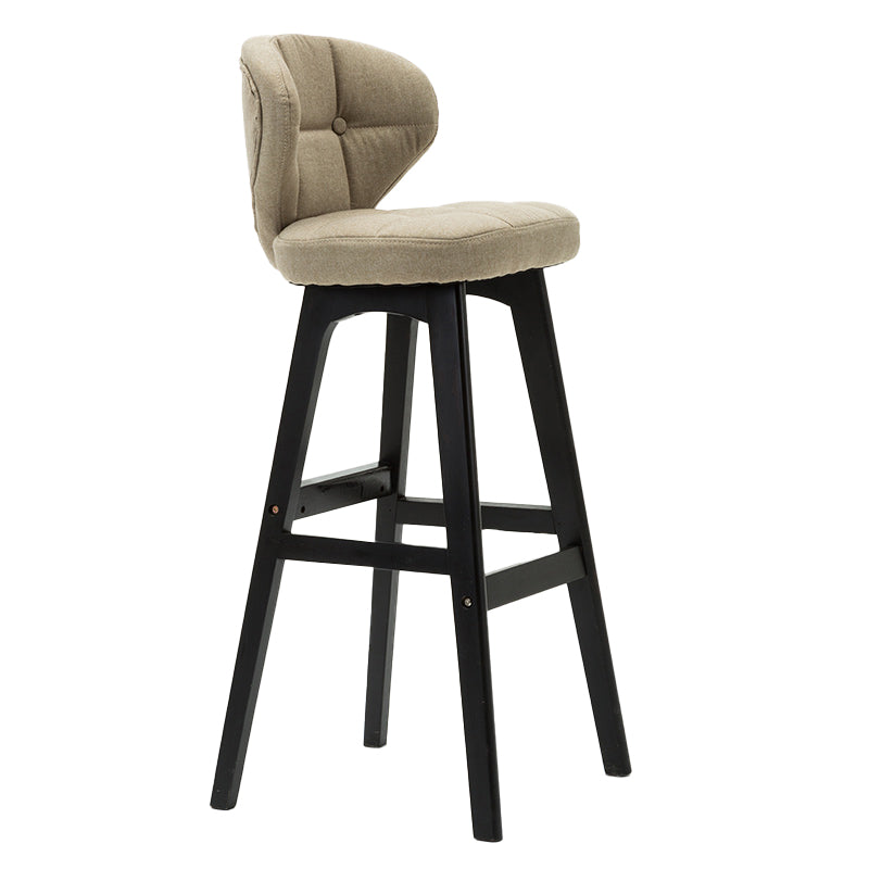 Taburete de bar de estilo escandinavo con respaldo bajo y patas de madera para restaurante y bar