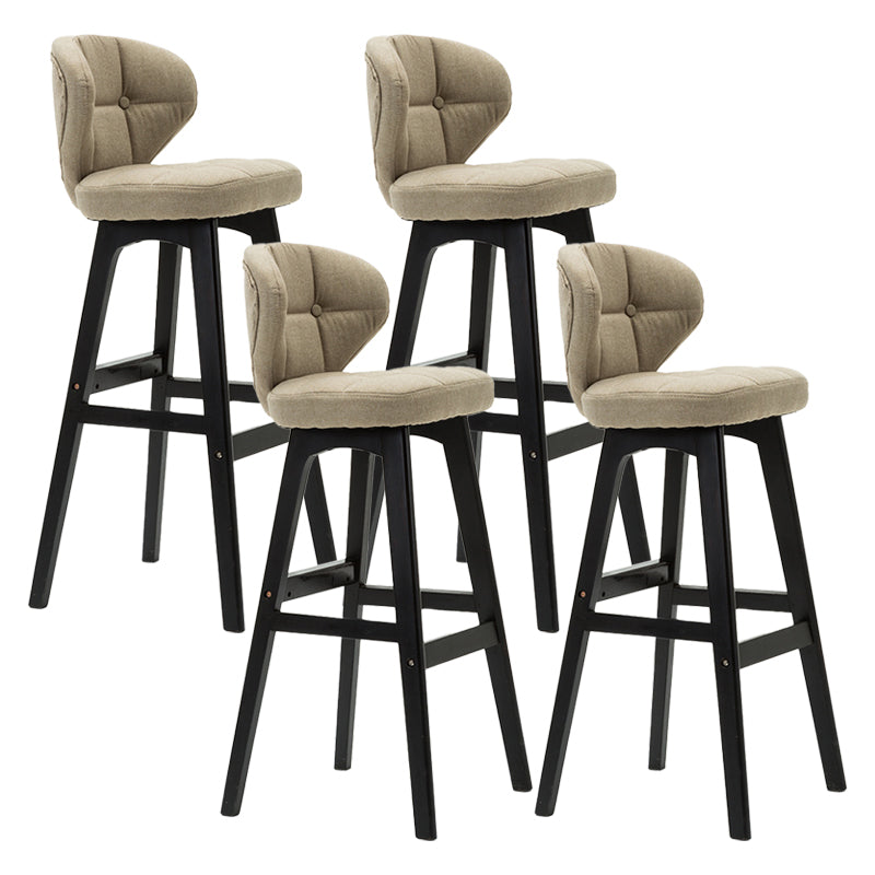 Taburete de bar de estilo escandinavo con respaldo bajo y patas de madera para restaurante y bar