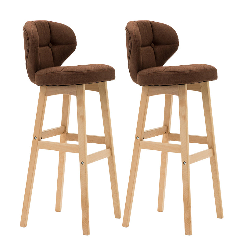 Taburete de bar de estilo escandinavo con respaldo bajo y patas de madera para restaurante y bar