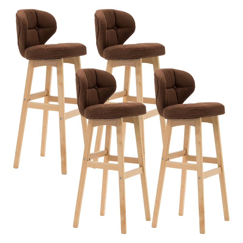 Taburete de bar de estilo escandinavo con respaldo bajo y patas de madera para restaurante y bar