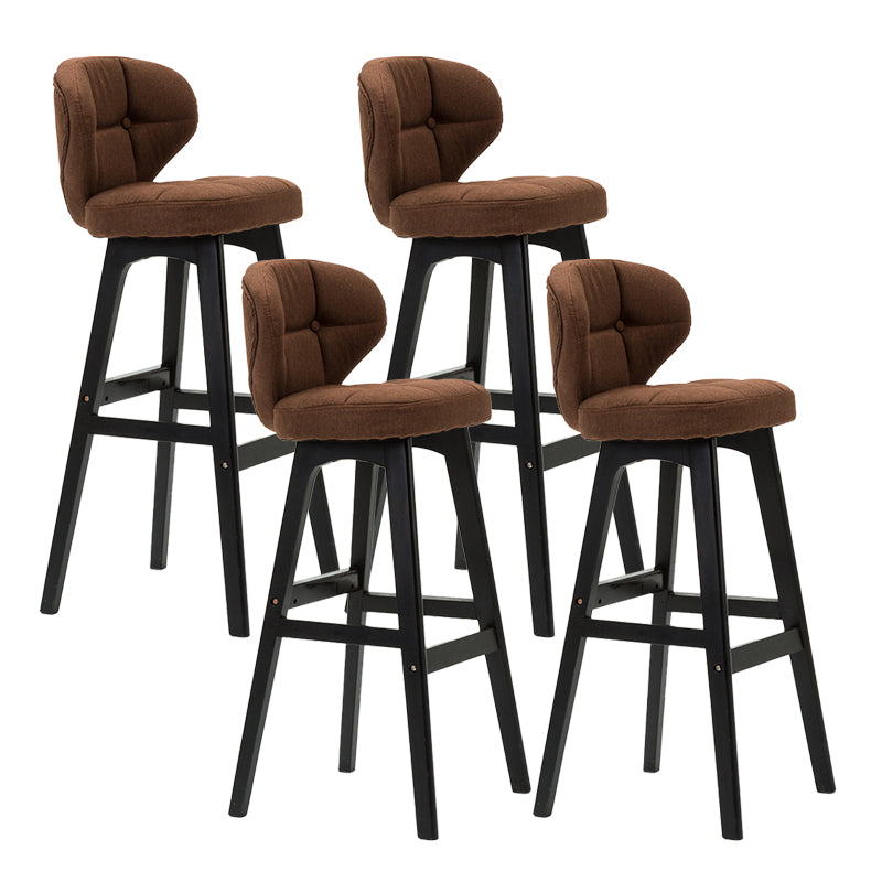 Taburete de bar de estilo escandinavo con respaldo bajo y patas de madera para restaurante y bar