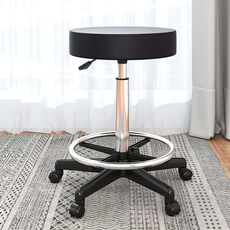 Taburete de bar de acero elevable giratorio moderno para cafetería con cojín de cuero