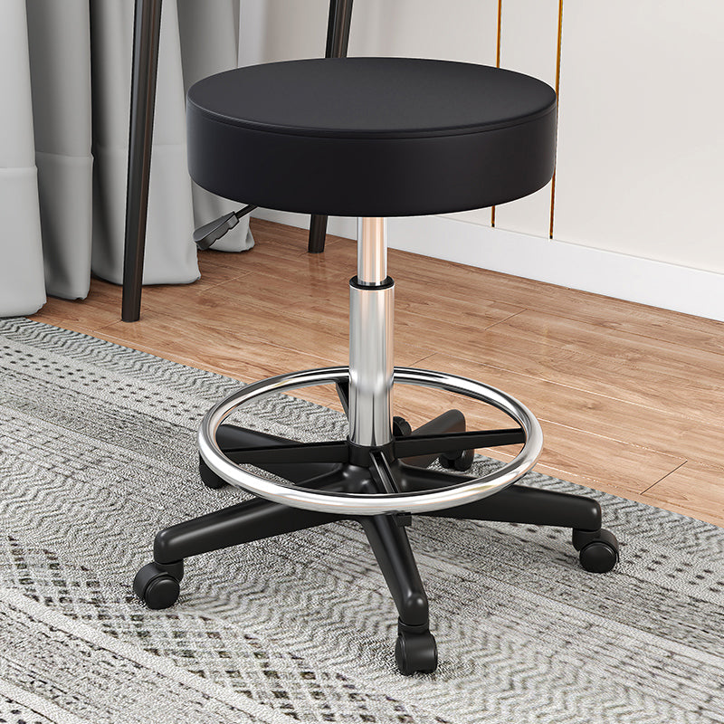 Taburete de bar de acero elevable giratorio moderno para cafetería con cojín de cuero