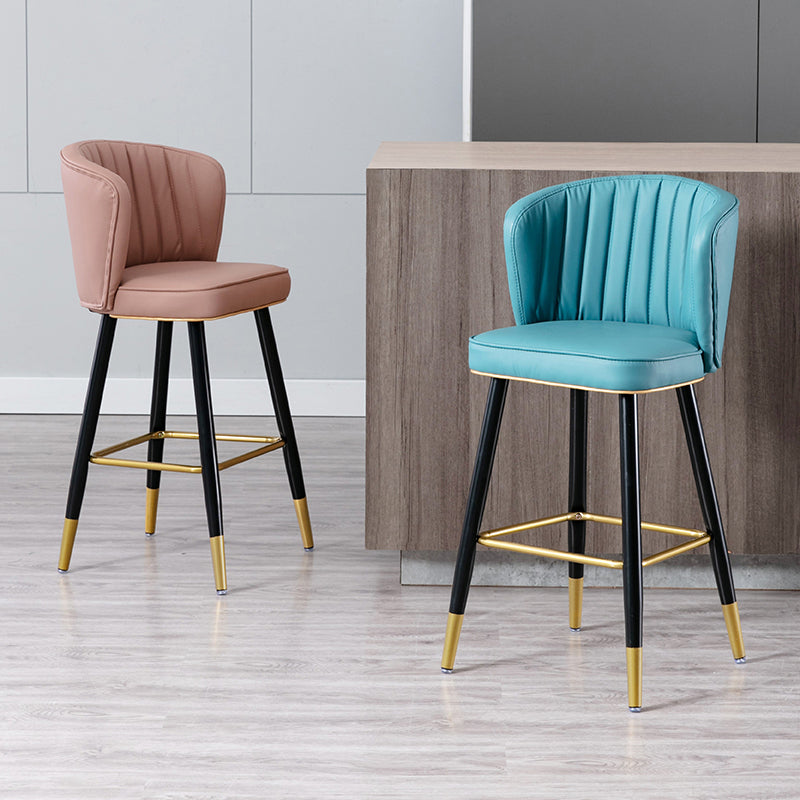 Moderno sgabello da barre di cassa con sgabelli da banco di schiena senza braccio con cuscino in pelle
