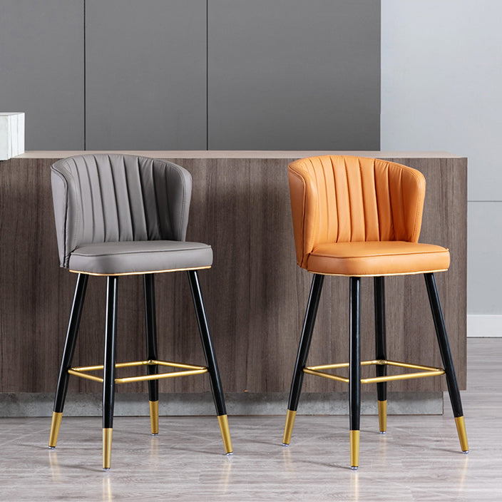 Moderno sgabello da barre di cassa con sgabelli da banco di schiena senza braccio con cuscino in pelle