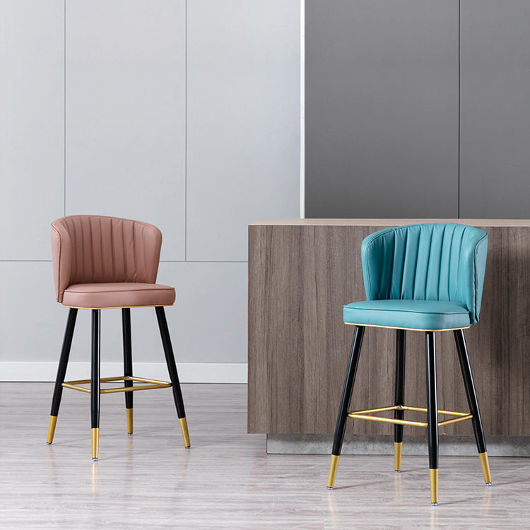 Moderno sgabello da barre di cassa con sgabelli da banco di schiena senza braccio con cuscino in pelle