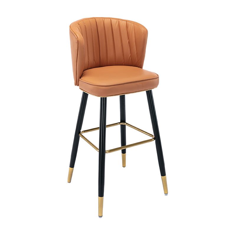Moderno sgabello da barre di cassa con sgabelli da banco di schiena senza braccio con cuscino in pelle