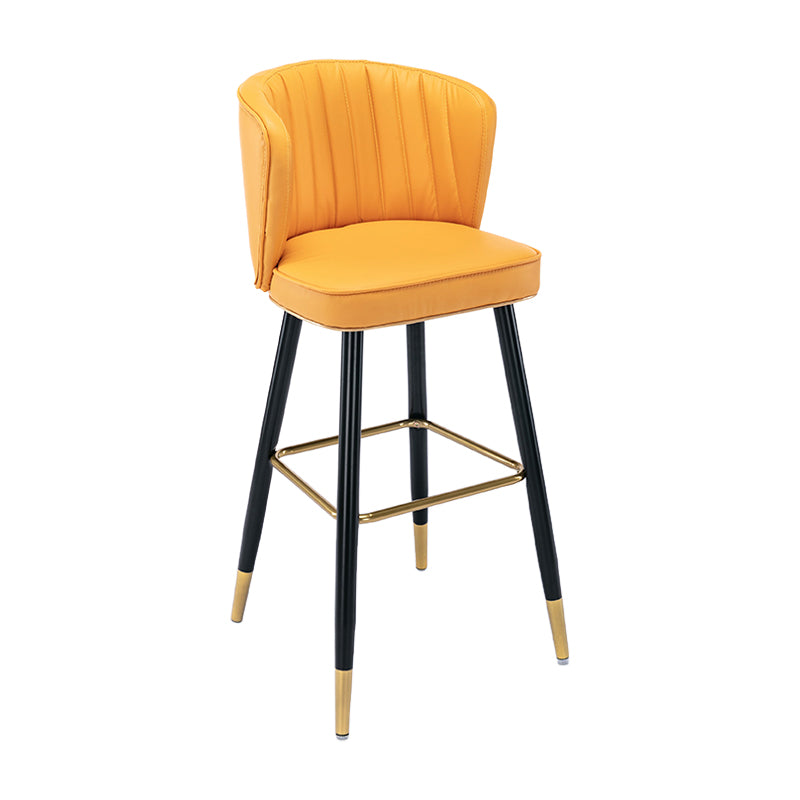 Moderno sgabello da barre di cassa con sgabelli da banco di schiena senza braccio con cuscino in pelle