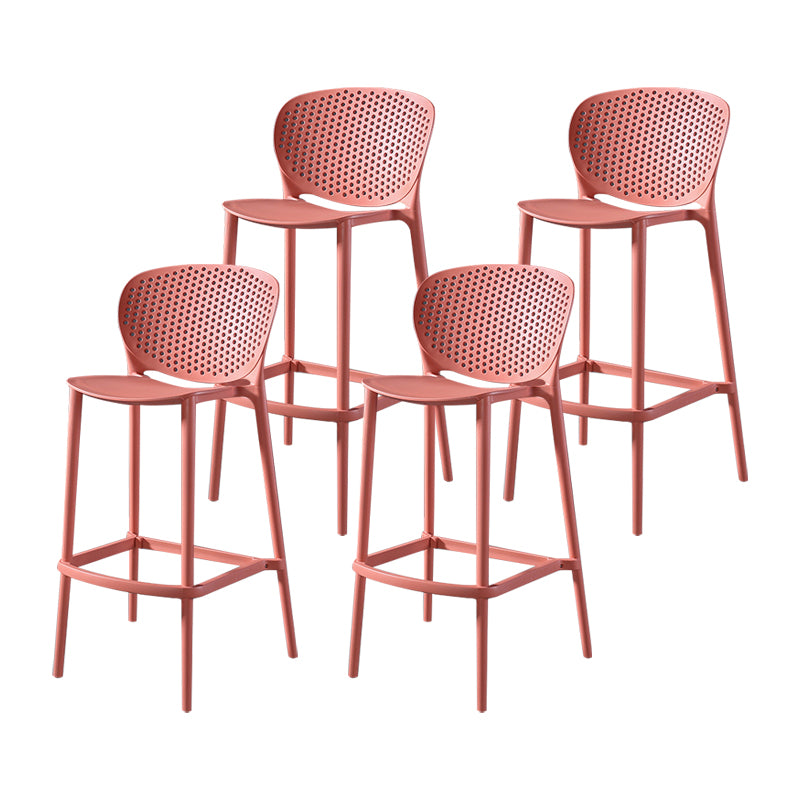Taburetes de bar contemporáneos de plástico y metal, taburete de bar Bristol con respaldo bajo y reposapiés