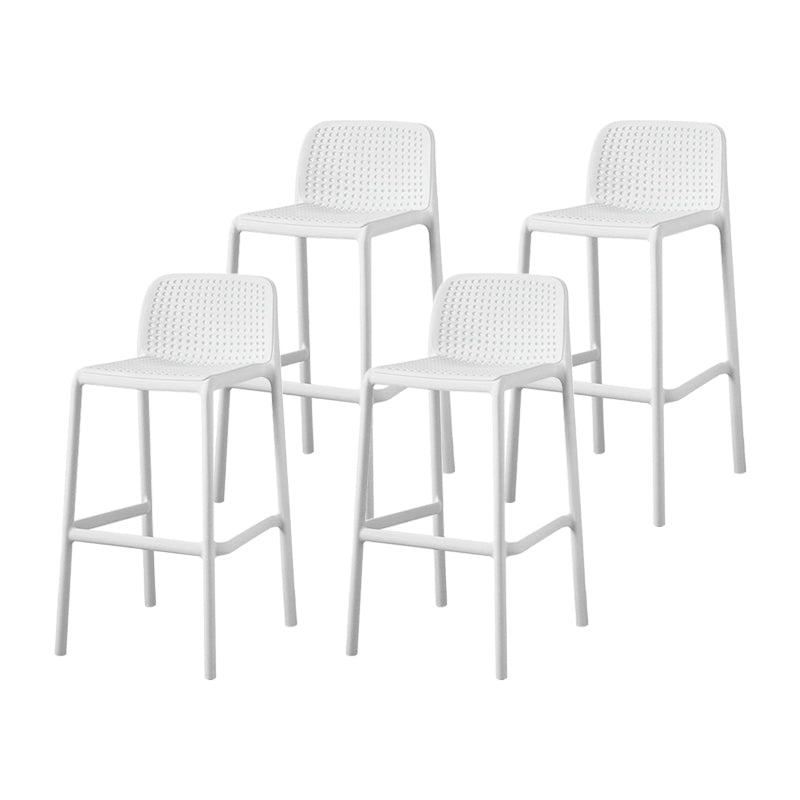 Taburetes de bar contemporáneos de plástico y metal, taburete de bar Bristol con respaldo bajo y reposapiés