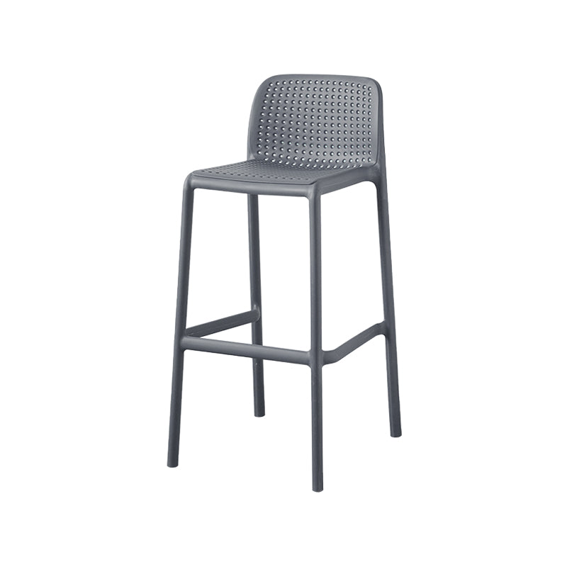 Taburetes de bar contemporáneos de plástico y metal, taburete de bar Bristol con respaldo bajo y reposapiés