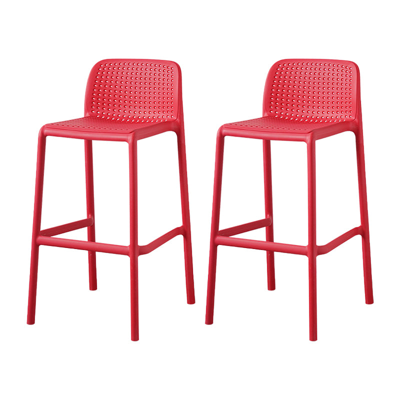 Taburetes de bar contemporáneos de plástico y metal, taburete de bar Bristol con respaldo bajo y reposapiés