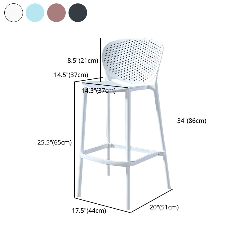 Taburetes de bar contemporáneos de plástico y metal, taburete de bar Bristol con respaldo bajo y reposapiés