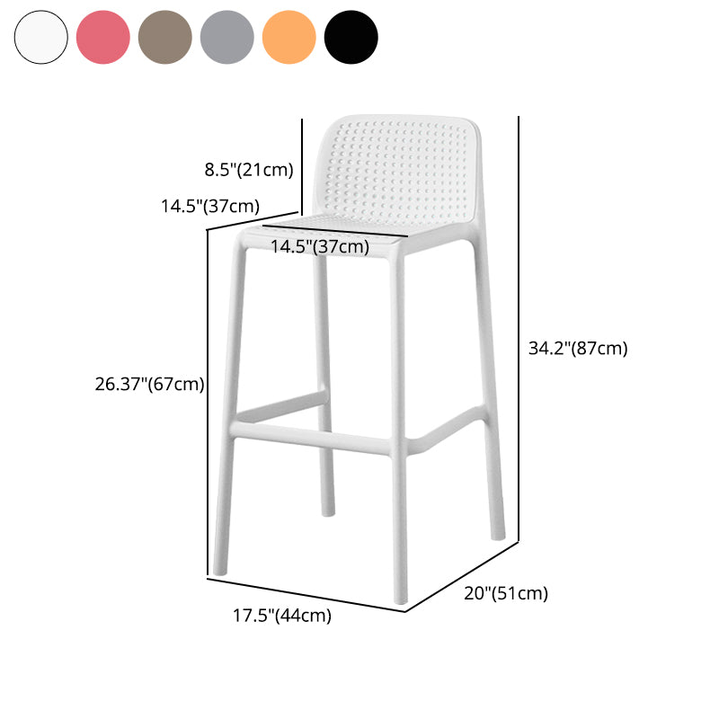 Taburetes de bar contemporáneos de plástico y metal, taburete de bar Bristol con respaldo bajo y reposapiés