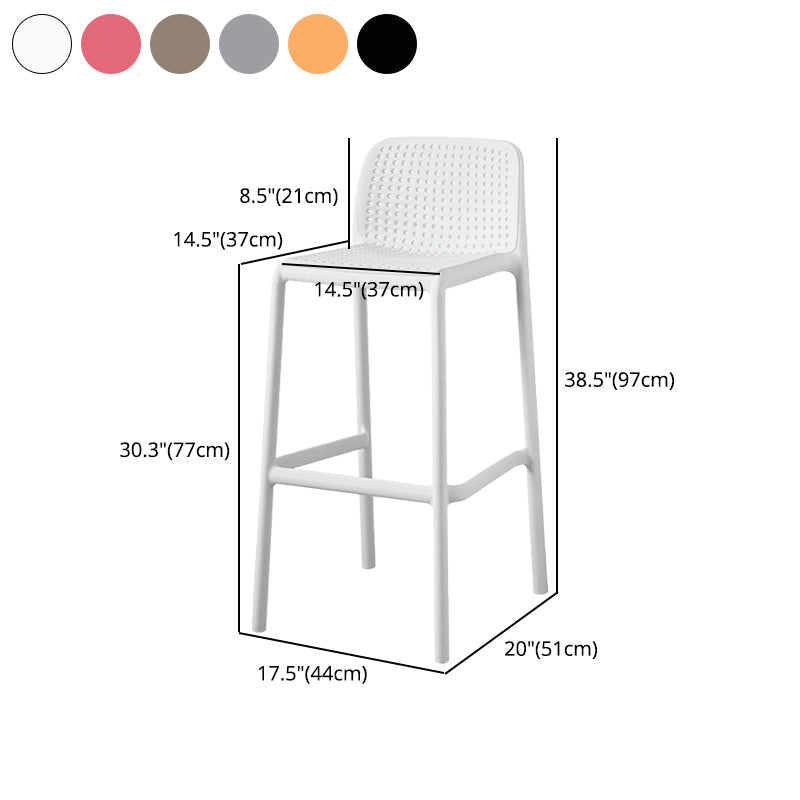 Taburetes de bar contemporáneos de plástico y metal, taburete de bar Bristol con respaldo bajo y reposapiés