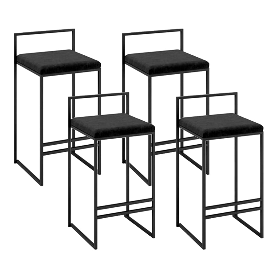 Contemporary Metal Bar Stools Indoor Barstool with Cushion and Low Back for Kitchen