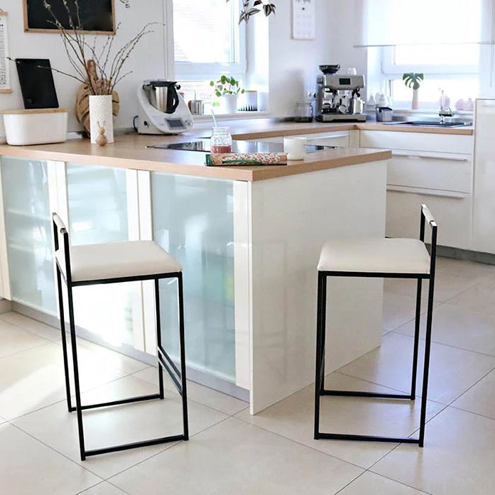 Contemporary Metal Bar Stools Indoor Barstool with Cushion and Low Back for Kitchen