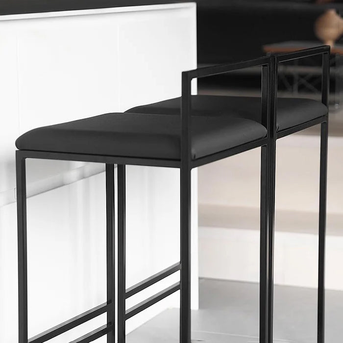 Contemporary Metal Bar Stools Indoor Barstool with Cushion and Low Back for Kitchen