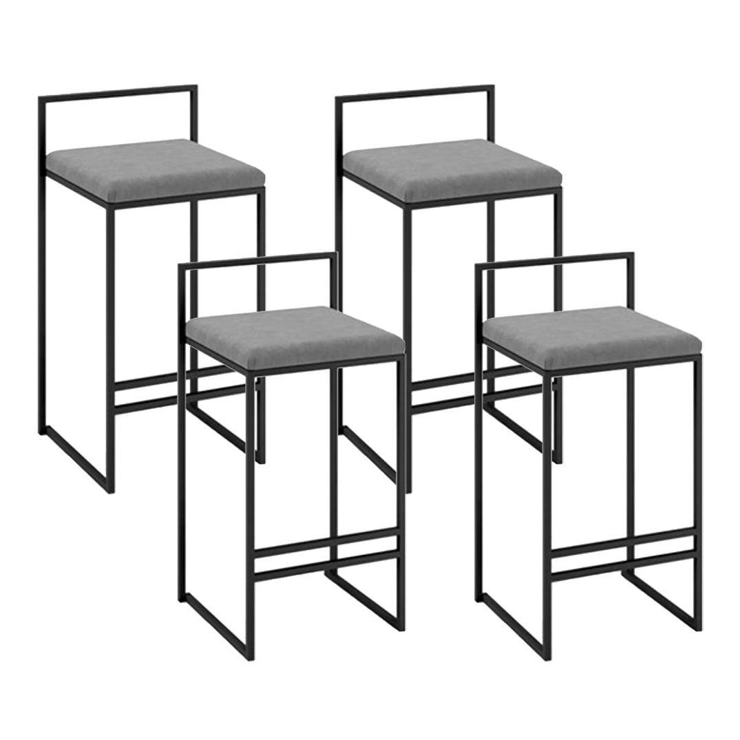 Contemporary Metal Bar Stools Indoor Barstool with Cushion and Low Back for Kitchen
