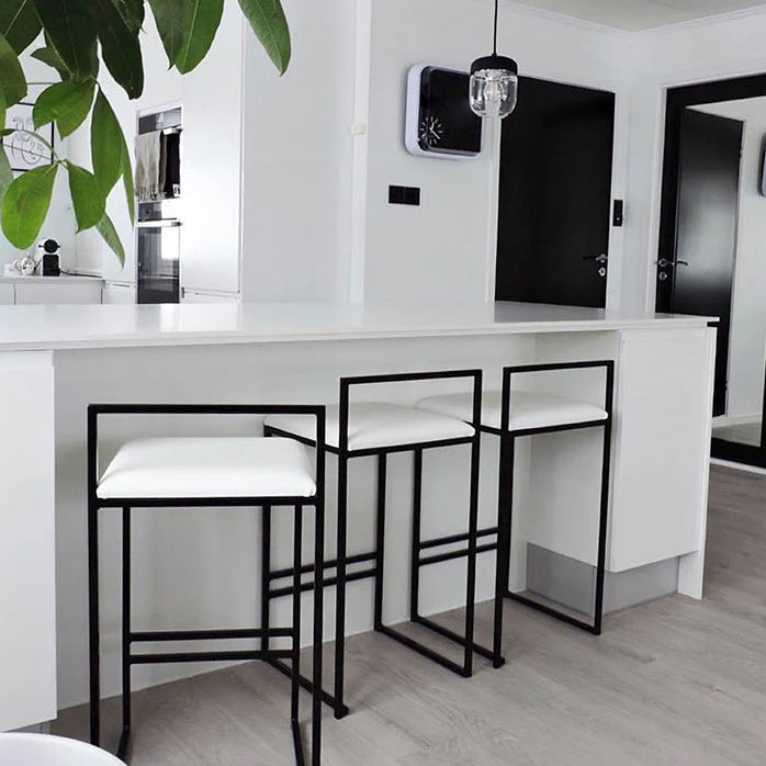 Contemporary Metal Bar Stools Indoor Barstool with Cushion and Low Back for Kitchen