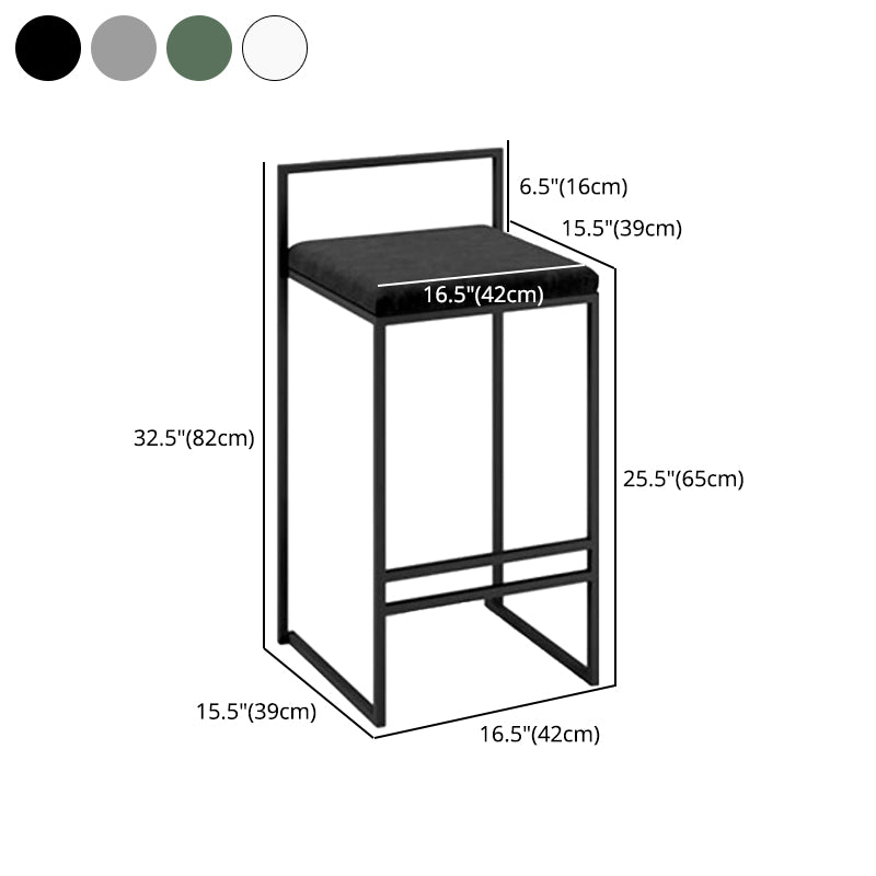 Contemporary Metal Bar Stools Indoor Barstool with Cushion and Low Back for Kitchen