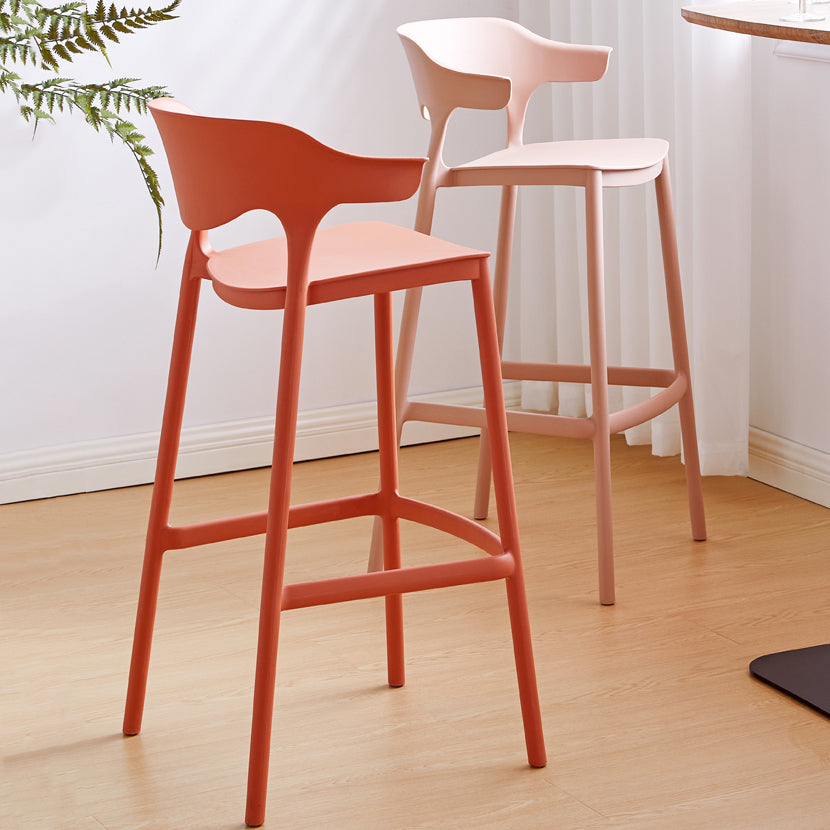 Scandinavia Style Bar-stool Plastic Legs Square Seat Barstool with Low Back for Kitchen