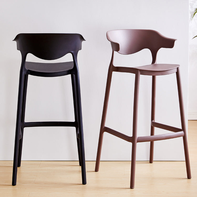 Scandinavia Style Bar-stool Plastic Legs Square Seat Barstool with Low Back for Kitchen