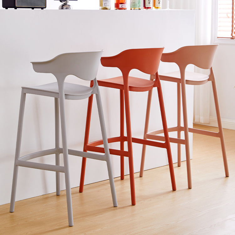Scandinavia Style Bar-stool Plastic Legs Square Seat Barstool with Low Back for Kitchen