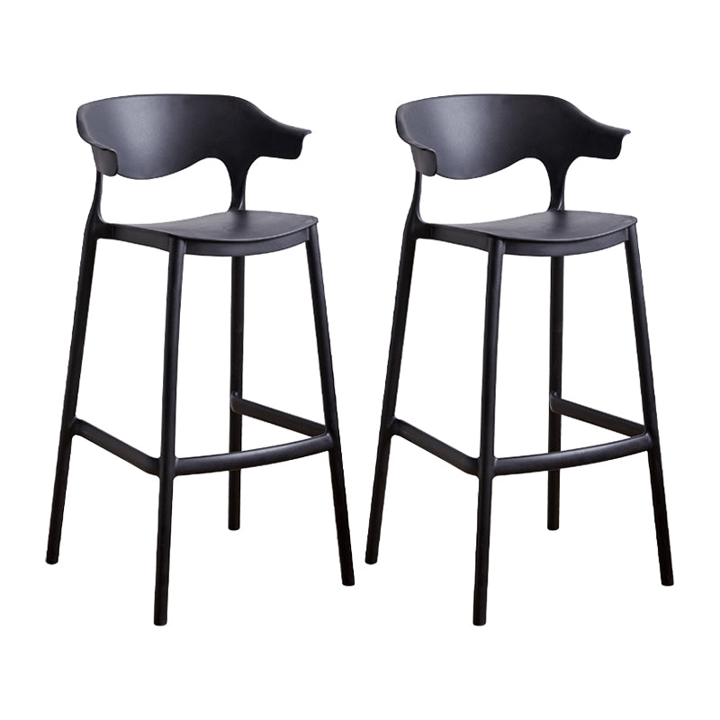 Scandinavia Style Bar-stool Plastic Legs Square Seat Barstool with Low Back for Kitchen
