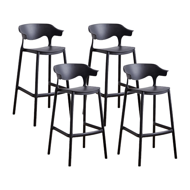 Scandinavia Style Bar-stool Plastic Legs Square Seat Barstool with Low Back for Kitchen
