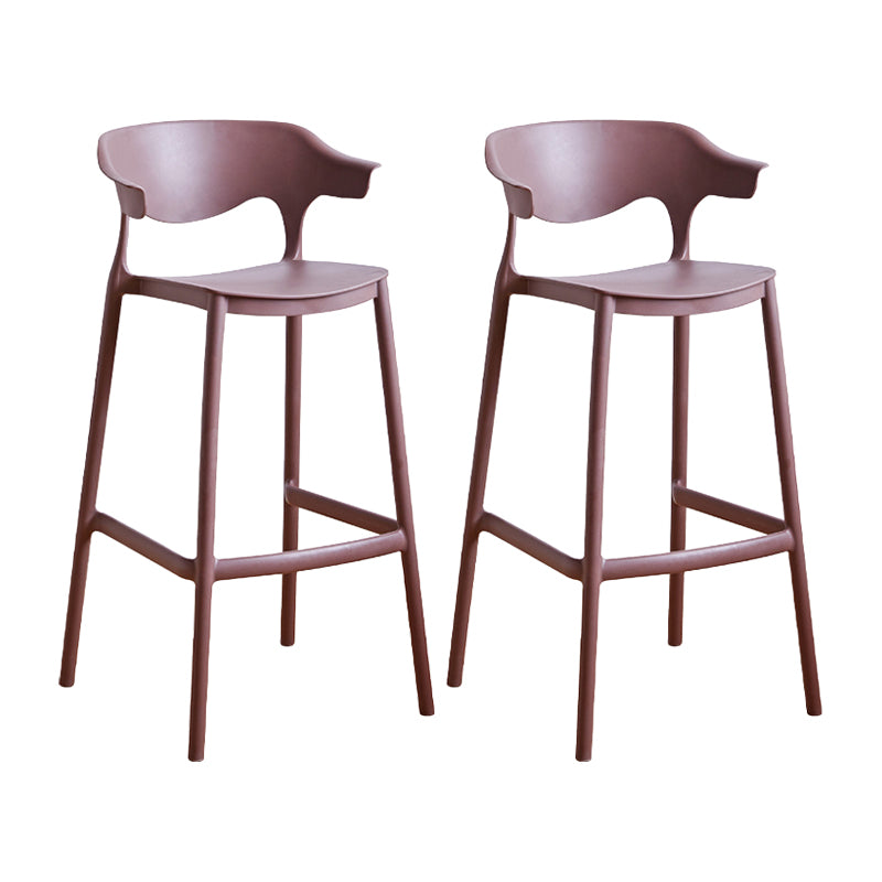Scandinavia Style Bar-stool Plastic Legs Square Seat Barstool with Low Back for Kitchen