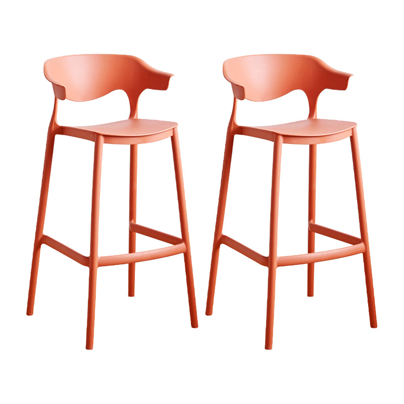 Scandinavia Style Bar-stool Plastic Legs Square Seat Barstool with Low Back for Kitchen