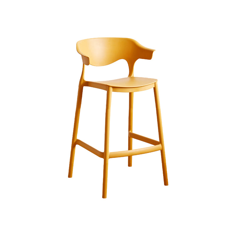 Scandinavia Style Bar-stool Plastic Legs Square Seat Barstool with Low Back for Kitchen