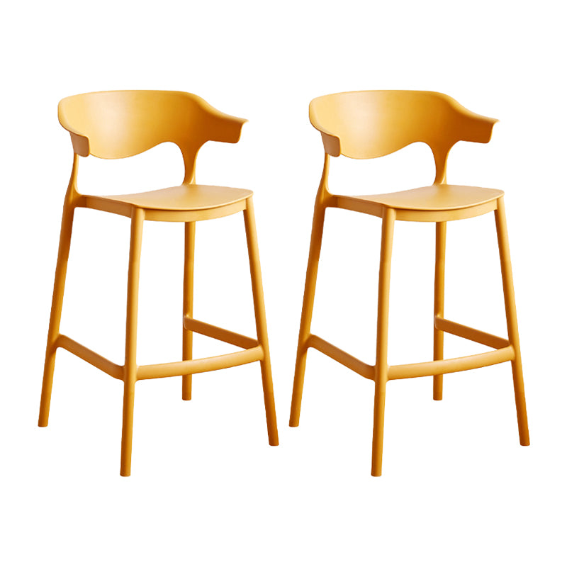Scandinavia Style Bar-stool Plastic Legs Square Seat Barstool with Low Back for Kitchen