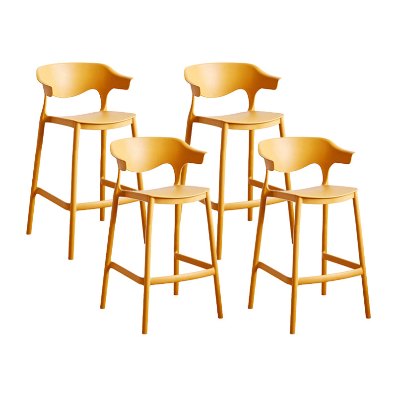 Scandinavia Style Bar-stool Plastic Legs Square Seat Barstool with Low Back for Kitchen