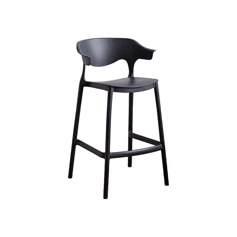 Scandinavia Style Bar-stool Plastic Legs Square Seat Barstool with Low Back for Kitchen