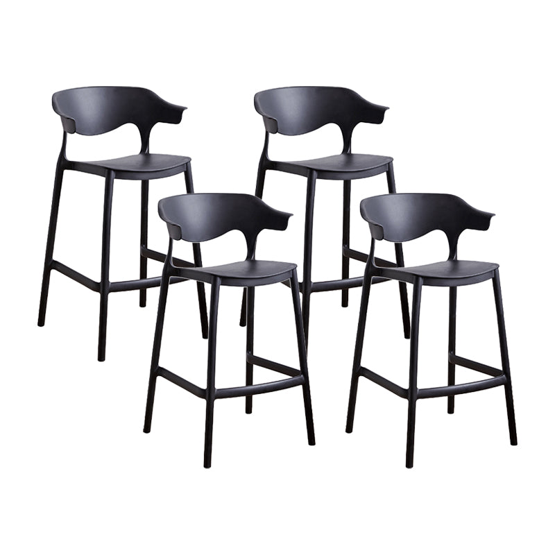 Scandinavia Style Bar-stool Plastic Legs Square Seat Barstool with Low Back for Kitchen