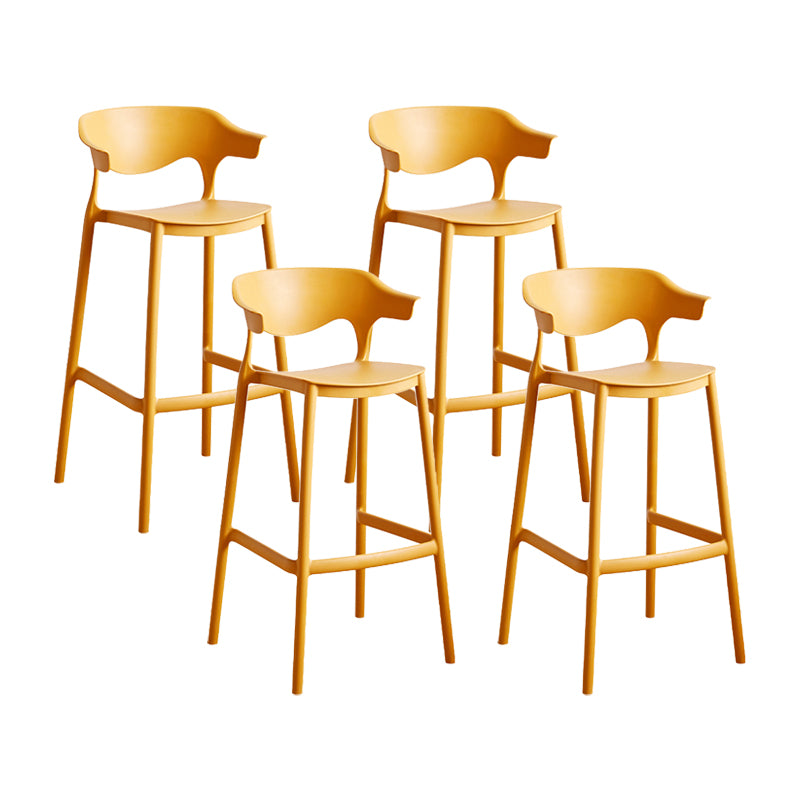 Scandinavia Style Bar-stool Plastic Legs Square Seat Barstool with Low Back for Kitchen