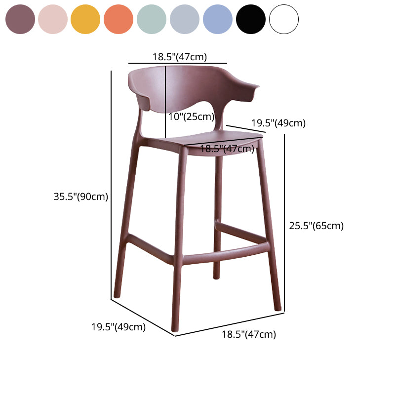 Scandinavia Style Bar-stool Plastic Legs Square Seat Barstool with Low Back for Kitchen