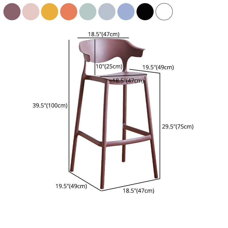Scandinavia Style Bar-stool Plastic Legs Square Seat Barstool with Low Back for Kitchen