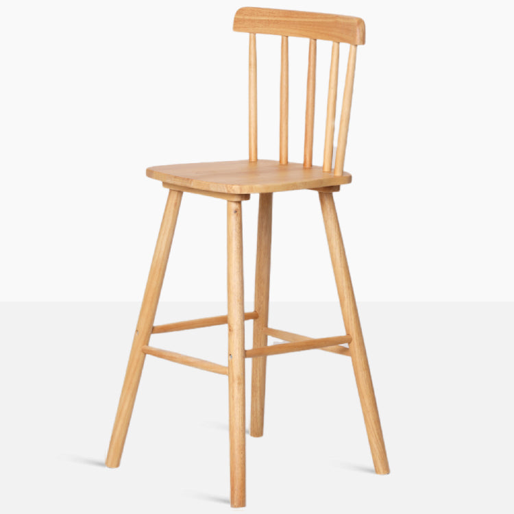 Contemporary Solid Wood Barstools Indoor Bar Stool with Low Back and Wooden Footrest