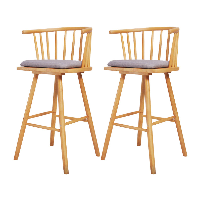 Contemporary Solid Wood Barstools Indoor Bar Stool with Low Back and Wooden Footrest