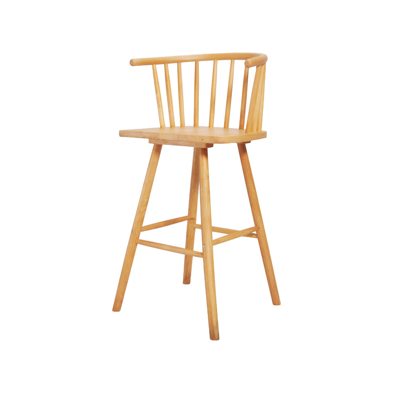 Contemporary Solid Wood Barstools Indoor Bar Stool with Low Back and Wooden Footrest