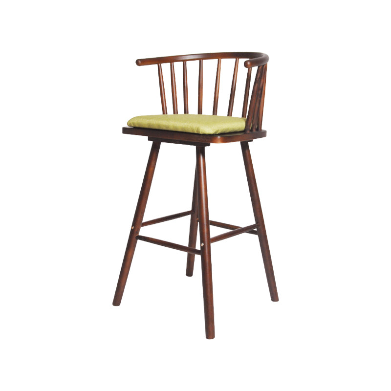 Contemporary Solid Wood Barstools Indoor Bar Stool with Low Back and Wooden Footrest