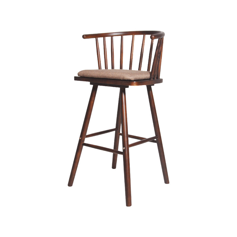 Contemporary Solid Wood Barstools Indoor Bar Stool with Low Back and Wooden Footrest