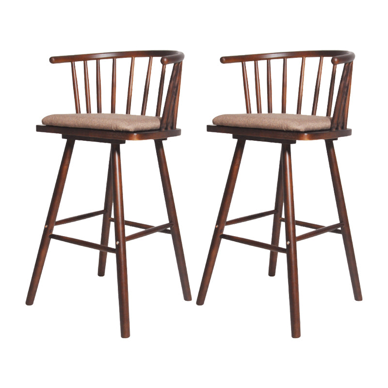 Contemporary Solid Wood Barstools Indoor Bar Stool with Low Back and Wooden Footrest