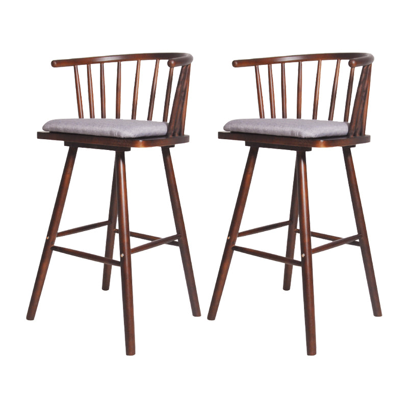Contemporary Solid Wood Barstools Indoor Bar Stool with Low Back and Wooden Footrest