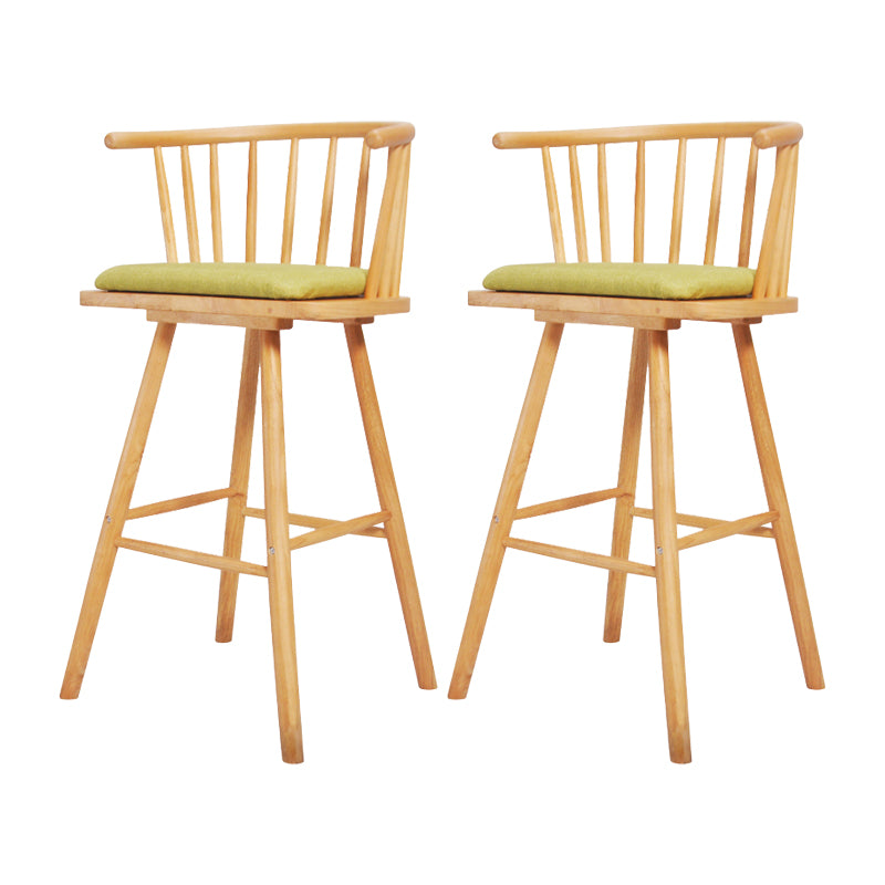 Contemporary Solid Wood Barstools Indoor Bar Stool with Low Back and Wooden Footrest
