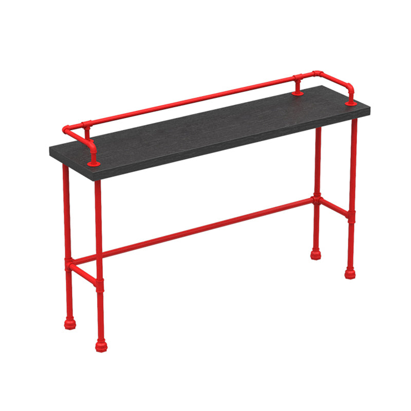 Industrial Wood Bar Table with Rectangle Table Top Red Trestle Table - 45.28" H