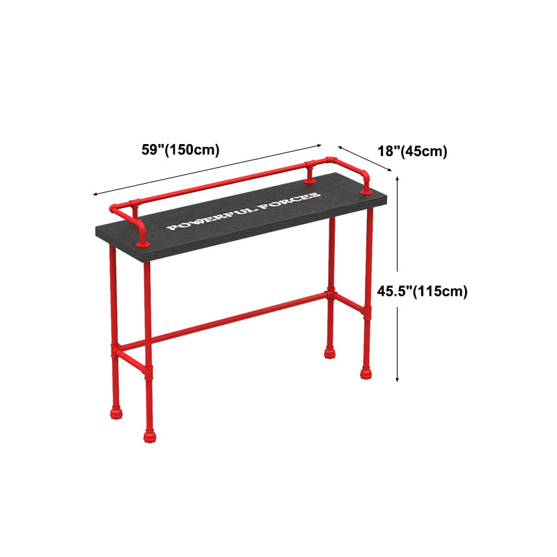 Industrial Wood Bar Table with Rectangle Table Top Red Trestle Table - 45.28" H
